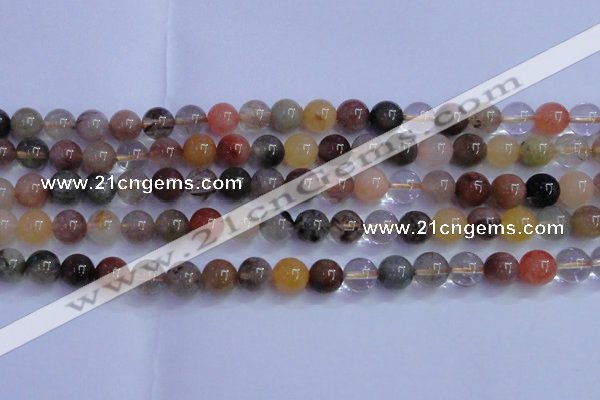 CRU752 15.5 inches 8mm round Multicolor rutilated quartz beads