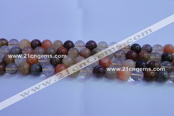 CRU753 15.5 inches 10mm round Multicolor rutilated quartz beads