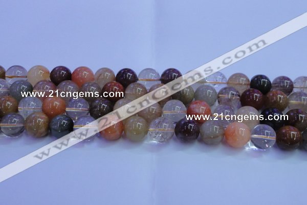 CRU754 15.5 inches 12mm round Multicolor rutilated quartz beads