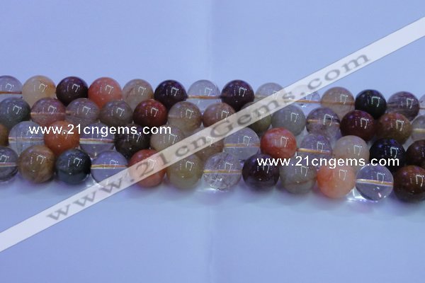 CRU755 15.5 inches 14mm round Multicolor rutilated quartz beads