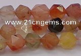 CRU766 15.5 inches 6mm faceted nuggets mixed rutilated quartz beads