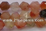 CRU767 15.5 inches 8mm faceted nuggets mixed rutilated quartz beads