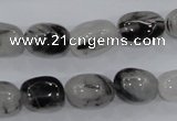 CRU77 15.5 inches 10*14mm nugget black rutilated quartz beads