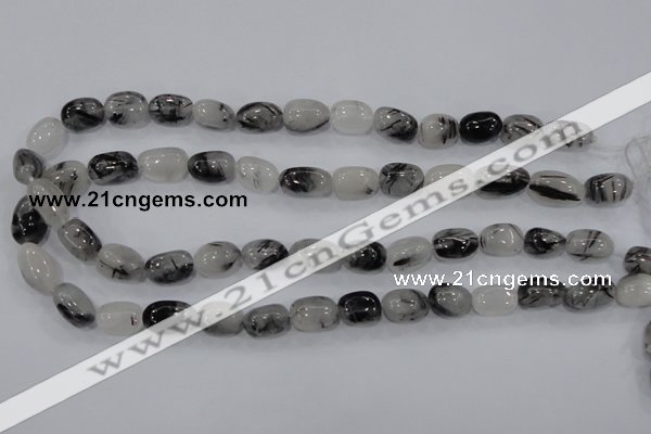 CRU77 15.5 inches 10*14mm nugget black rutilated quartz beads