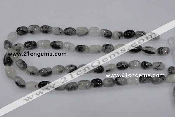 CRU77 15.5 inches 10*14mm nugget black rutilated quartz beads