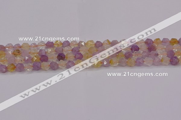 CRU771 15.5 inches 6mm faceted nuggets lavender amethyst & citrine beads