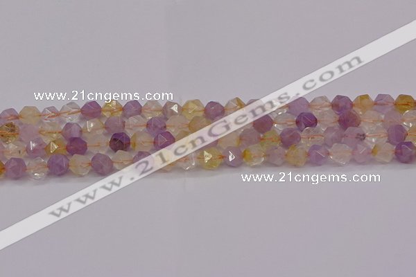 CRU772 15.5 inches 8mm faceted nuggets lavender amethyst & citrine beads