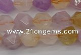 CRU773 15.5 inches 10mm faceted nuggets lavender amethyst & citrine beads