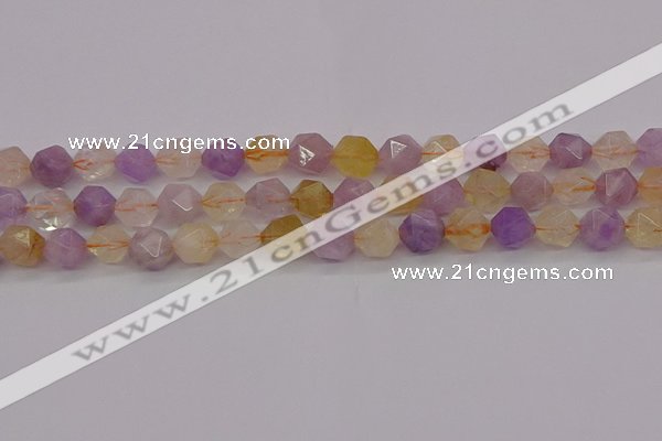 CRU774 15.5 inches 12mm faceted nuggets lavender amethyst & citrine beads