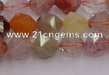 CRU777 15.5 inches 8mm faceted nuggets mixed rutilated quartz beads