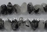 CRU78 15.5 inches 8*14mm faceted nugget black rutilated quartz beads