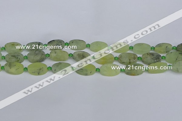 CRU781 15.5 inches 10*16mm oval green rutilated quartz beads