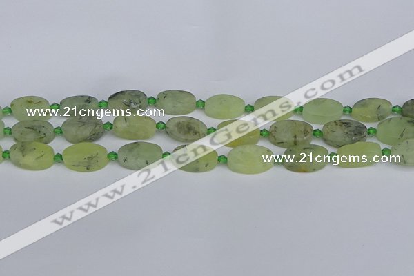 CRU782 15.5 inches 11*18mm oval green rutilated quartz beads