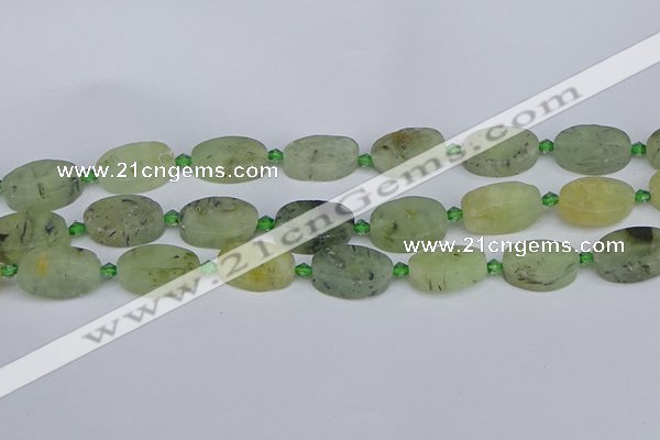 CRU783 15.5 inches 13*20mm oval green rutilated quartz beads