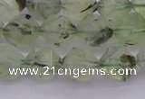 CRU792 15.5 inches 8mm faceted nuggets green rutilated quartz beads