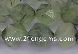 CRU794 15.5 inches 12mm faceted nuggets green rutilated quartz beads