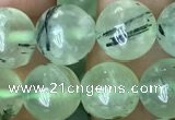 CRU813 15.5 inches 10mm round green rutilated quartz beads