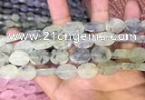 CRU818 15.5 inches 12*16mm oval matte green rutilated quartz beads