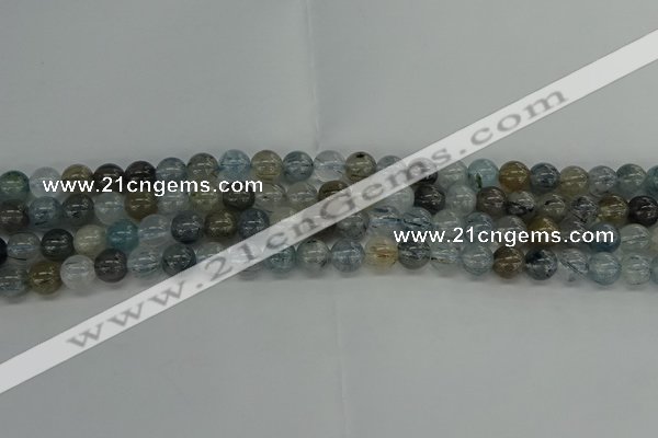 CRU852 15.5 inches 8mm round blue rutilated quartz beads