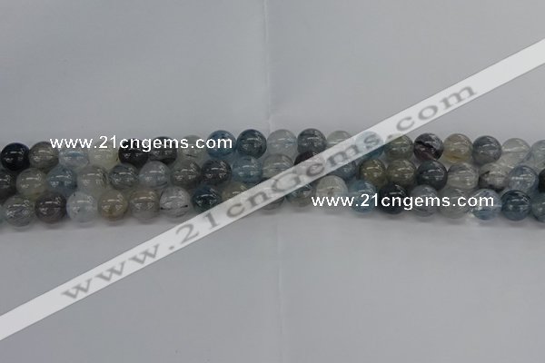 CRU853 15.5 inches 10mm round blue rutilated quartz beads