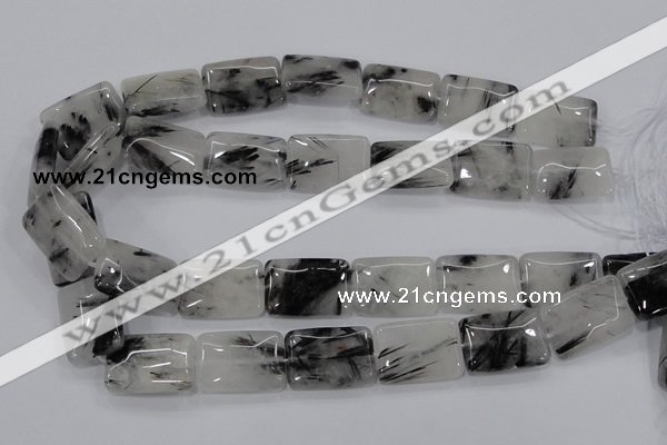 CRU86 15.5 inches 18*25mm rectangle black rutilated quartz beads