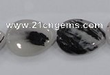 CRU88 15.5 inches 18*25mm flat teardrop black rutilated quartz beads