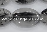 CRU89 15.5 inches 22*30mm oval black rutilated quartz beads wholesale