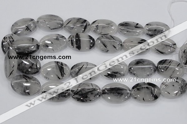 CRU89 15.5 inches 22*30mm oval black rutilated quartz beads wholesale