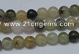 CRU900 15.5 inches 4mm round green rutilated quartz beads wholesale