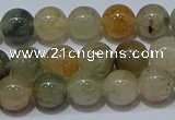 CRU902 15.5 inches 8mm round green rutilated quartz beads wholesale