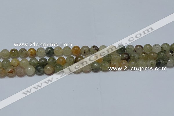 CRU902 15.5 inches 8mm round green rutilated quartz beads wholesale