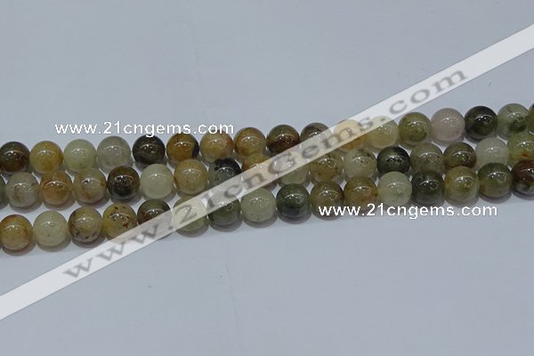 CRU903 15.5 inches 10mm round green rutilated quartz beads wholesale