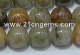 CRU904 15.5 inches 12mm round green rutilated quartz beads wholesale