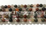 CRU912 15.5 inches 8mm faceted round mixed rutilated quartz beads