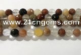 CRU914 15.5 inches 11mm faceted round mixed rutilated quartz beads