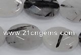 CRU92 15.5 inches 18*25mm faceted oval black rutilated quartz beads