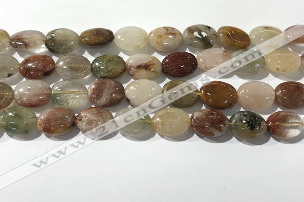 CRU922 15.5 inches 12*16mm oval mixed rutilated quartz beads wholesale