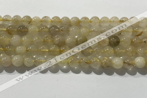 CRU927 15.5 inches 7mm round golden rutilated quartz beads wholesale