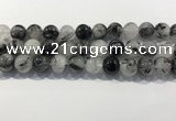 CRU932 15.5 inches 14mm round black rutilated quartz beads wholesale