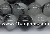 CRU955 15.5 inches 8mm round black rutilated quartz beads