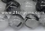 CRU956 15.5 inches 10mm round black rutilated quartz beads