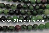 CRZ105 15.5 inches 6mm faceted round ruby zoisite gemstone beads