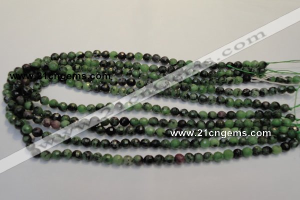 CRZ105 15.5 inches 6mm faceted round ruby zoisite gemstone beads