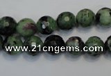 CRZ107 15.5 inches 10mm faceted round ruby zoisite gemstone beads