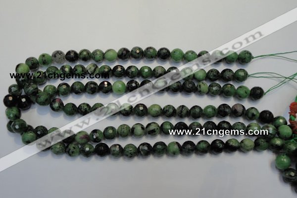 CRZ107 15.5 inches 10mm faceted round ruby zoisite gemstone beads