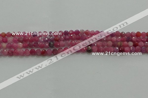 CRZ1120 15.5 inches 4mm faceted round natural ruby gemstone beads