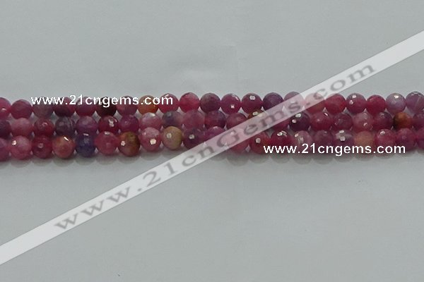 CRZ1121 15.5 inches 5mm faceted round natural ruby gemstone beads