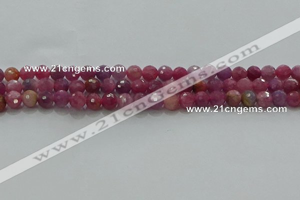 CRZ1122 15.5 inches 6mm faceted round natural ruby gemstone beads