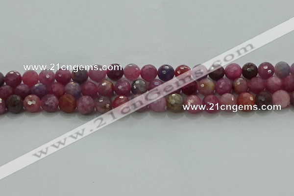 CRZ1123 15.5 inches 7mm faceted round natural ruby gemstone beads