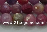 CRZ1124 15.5 inches 8mm faceted round natural ruby gemstone beads